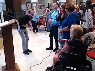 my polio girlfriend at a meeting